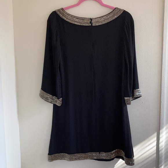 Alice + Olivia Black Retro Silk Bead Embroidered Cocktail Mini Dress Size Small - Picture 7 of 14